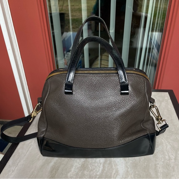 Furla red brown black leather full zip satchel crossbody handbag EUC - Picture 5 of 15